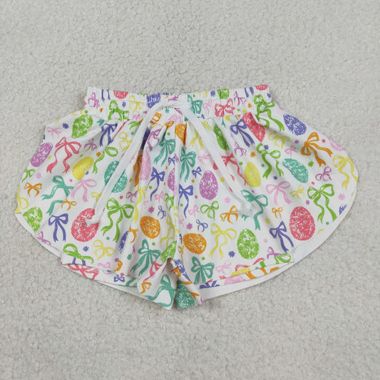 Baby Girls Kids Eggs Bows Easter Yoga Active Ruffle Shorts Bottom RTS