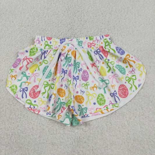 Baby Girls Kids Eggs Bows Easter Yoga Active Ruffle Shorts Bottom RTS
