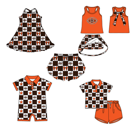 ( Moq 5 Each Style ) Baby Boys Girls Toddler Bows Team Sibling Shorts Dress Sets Clothes