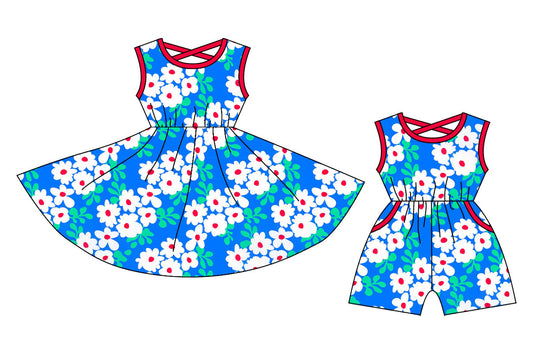 ( Moq 5 Each Style ) Baby Girl Sleeveless Flower Sibling Jumpsuit Dress 3.22