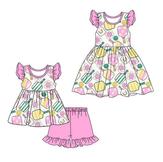 Baby Girl Short Sleeves Ball Pink Sibling Dress Set ( Moq 5 Each Style ) 1.9