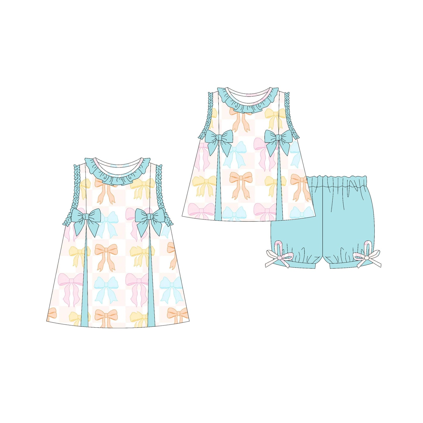 Baby Girl Sleeveless Bows Sibling Romper Dress Set ( Moq 5 Each Style ) 3.21