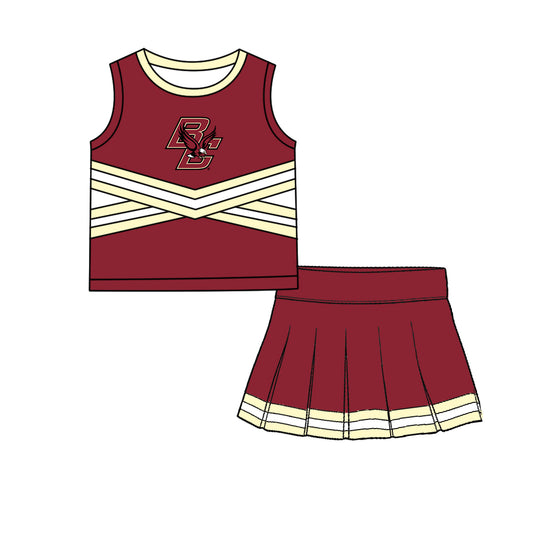 ( Moq 5 ) Baby Girls Kids Sleeveless Vest Skirt Shots Team Set Clothes
