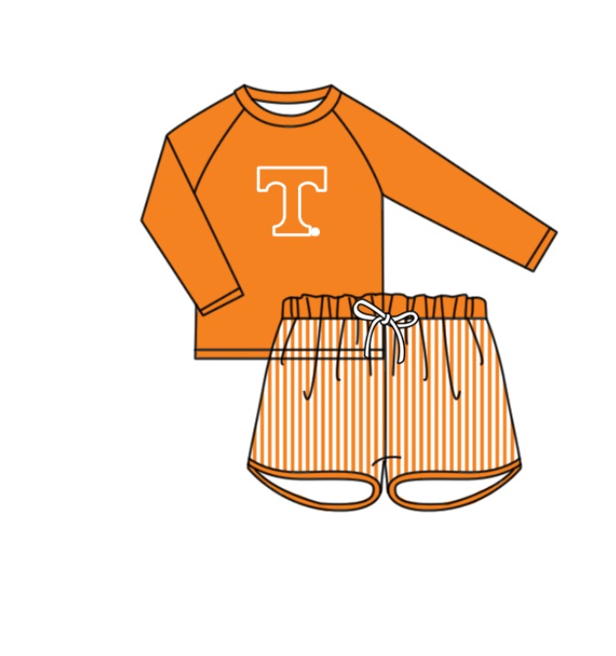 ( Moq 5 Each Style ) Baby Boys Girls Kids Team Sibling Orange Jumpsuits Sets Swimsuits