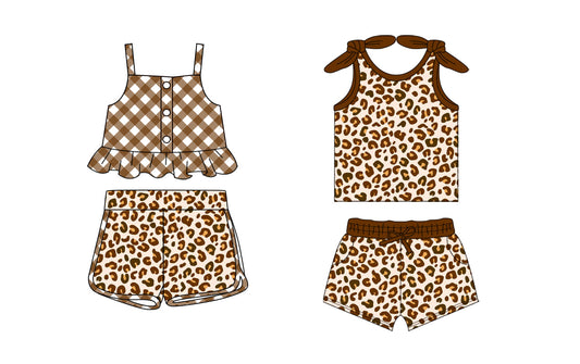Baby Girl Straps Leopard Checked Shorts Sibling Set ( Moq 5 Each Style ) 2.8