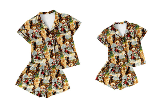 Baby Girl Adult Women Western Cowgirl Sibling Pajamas Set ( Moq 5 Each Style ) 1.10