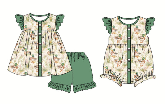 Baby Girl Short Sleeves Ducks Sibling Romper Set ( Moq 5 Each Style ) 2.25