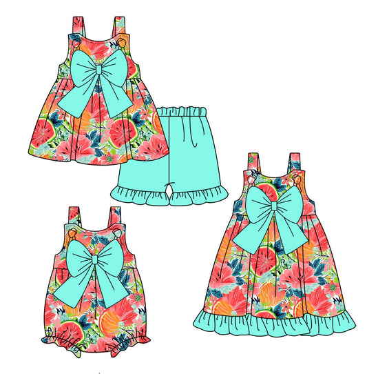 Baby Girl Watermelon Bows Sibling Romper Dress Set ( Moq 5 Each Style ) 2.20