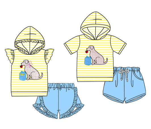 ( Moq 5 Each Style ) Baby Boy Girl Dogs Back To School Hoodie Sibling Set 4.17