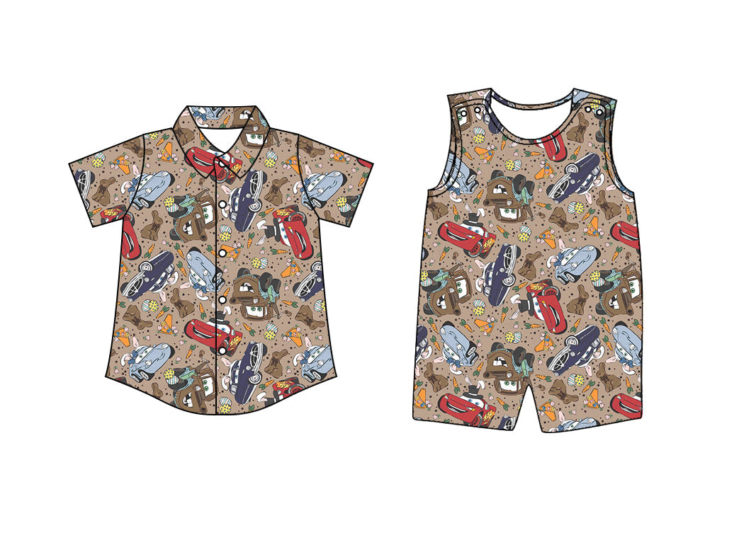 Baby Boy Easter Cross Carrot Eggs Cars Sibling Romper Shirt ( Moq 5 Each Style ) 12.27