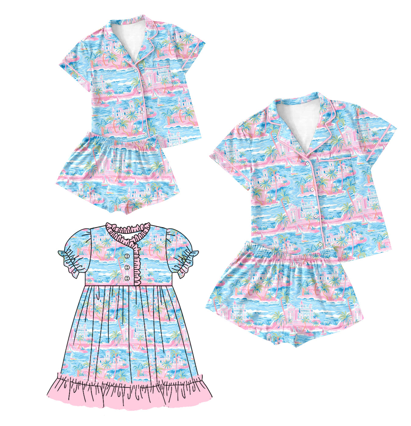 Baby Girl Toddler Adult Women Sibling Family Dress Pajamas Set ( Moq 5 Each Style ) 12.18