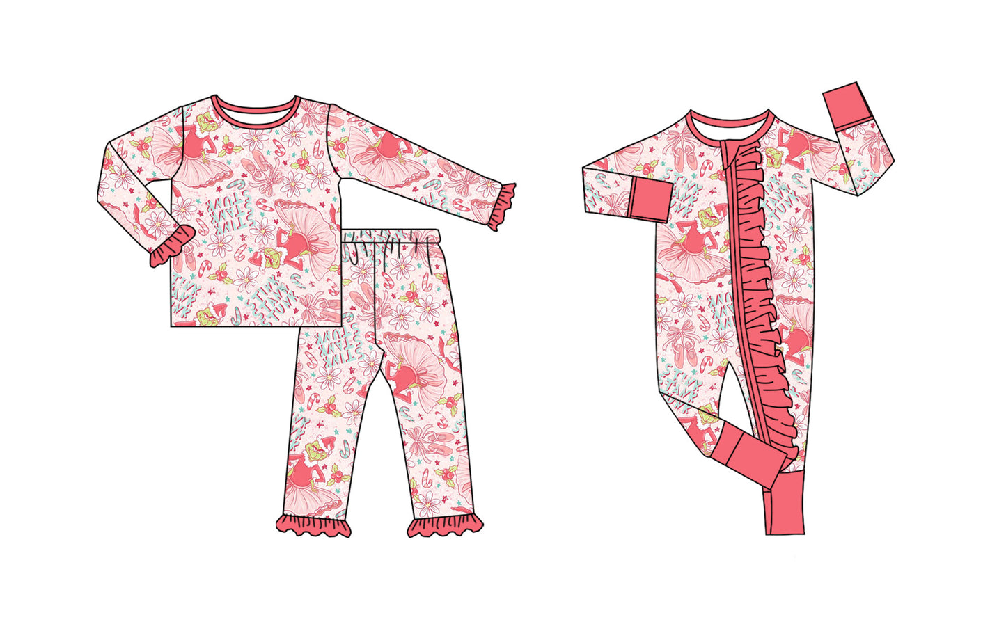 ( Moq 5 Each Style ) Baby Kids Toddler Christmas Flower Sibling Zipper Romper Set