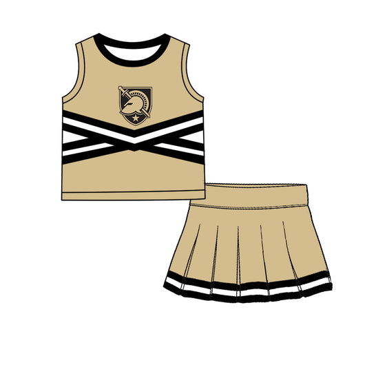 ( Moq 5 ) Baby Girls Kids Sleeveless Vest Skirt Shots Team Set Clothes