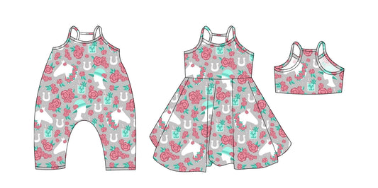 Baby Girl Straps Western Flower Sibling Summer Romper Dress ( Moq 5 Each Style ) 3.19