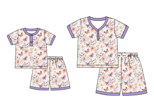 ( Moq 5 Each Style ) Baby Girl Adult Women Butterflies Flower Sibling Mommy And Me Family Pajamas Set 4.25
