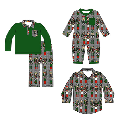 ( Moq 5 Each Style ) Baby Boy Toddler Soldier Christmas Sibling Green Romper Shirt Set