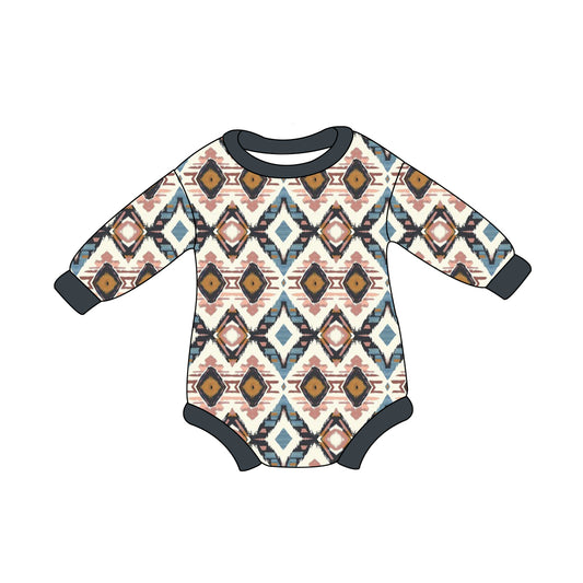 Baby Boy Long Sleeves Aztec Bubble Western Romper