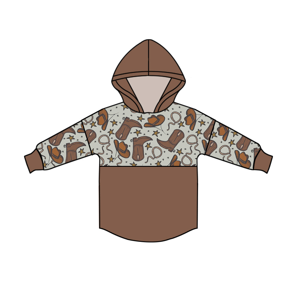 Baby Kids Hoodie Long Sleeves Western Boots Hats Pullover Shirts Moq 5