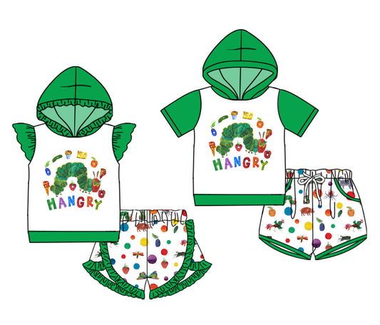 ( Moq 5 Each Style ) Baby Boy Girl Back To School Green Hoodie Sibling Set 4.17