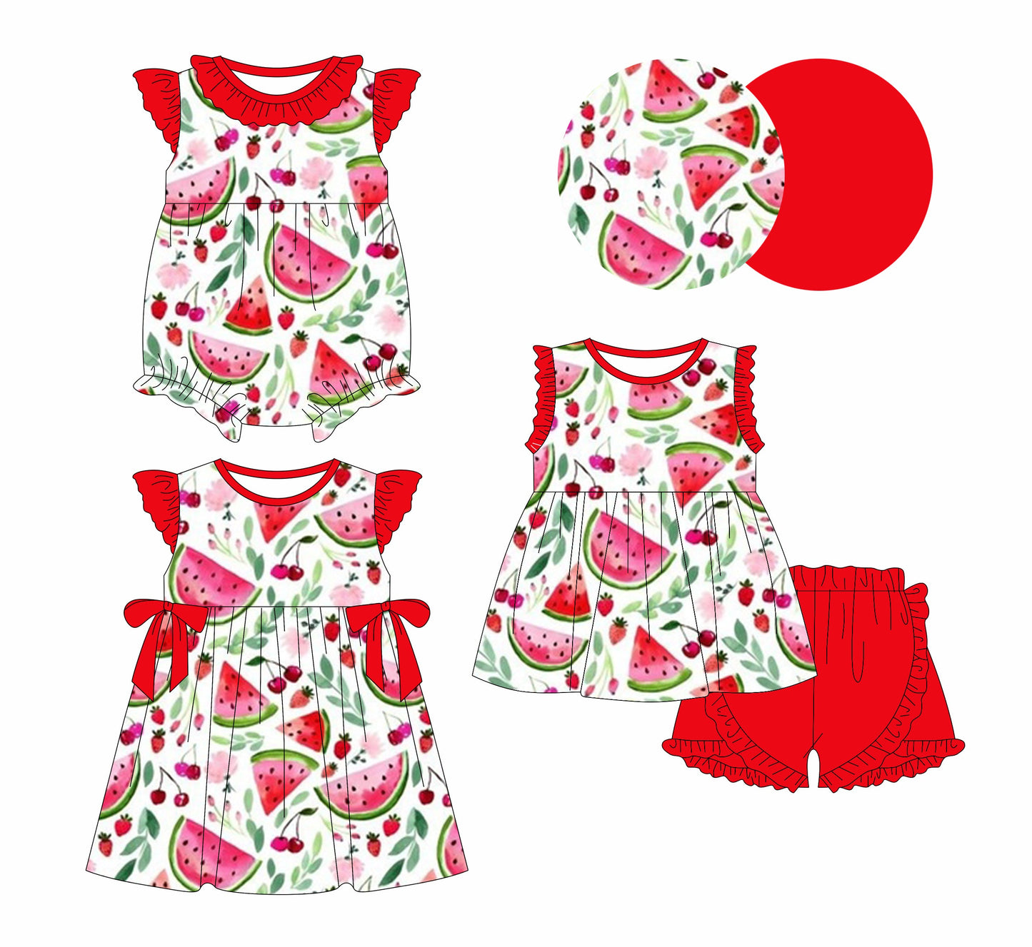 Baby Girl Watermelon Strawberry Sibling Romper Dress Set ( Moq 5 Each Style ) 1.2