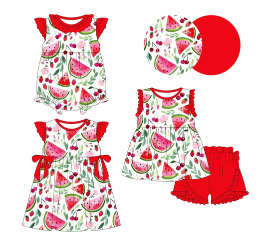 Baby Girl Watermelon Strawberry Sibling Romper Dress Set ( Moq 5 Each Style ) 1.2