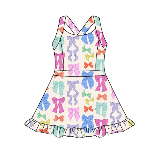 ( Moq 10 ) Baby Girl Straps Colorful Bows Activity Wear Yoga Knee Length Dress