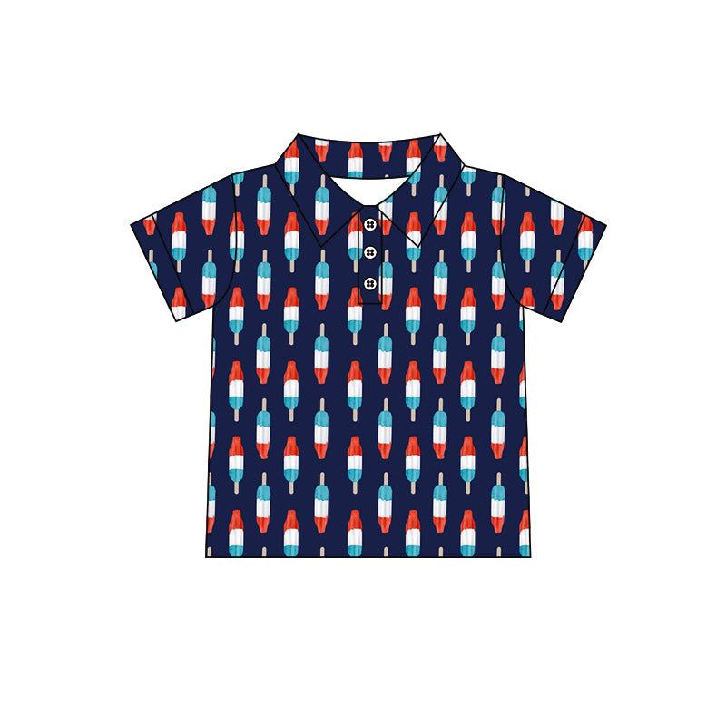 Baby Girl Short Sleeves Popsicles Buttons Shirt Tops ( Moq 5 ) 1.23