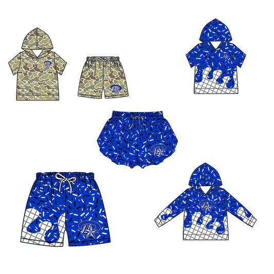 ( Moq 5 Each Style ) Baby Boys Girls Toddler Sibling Blue Shorts Shirts Set Team Drip Sprinkles Clothes