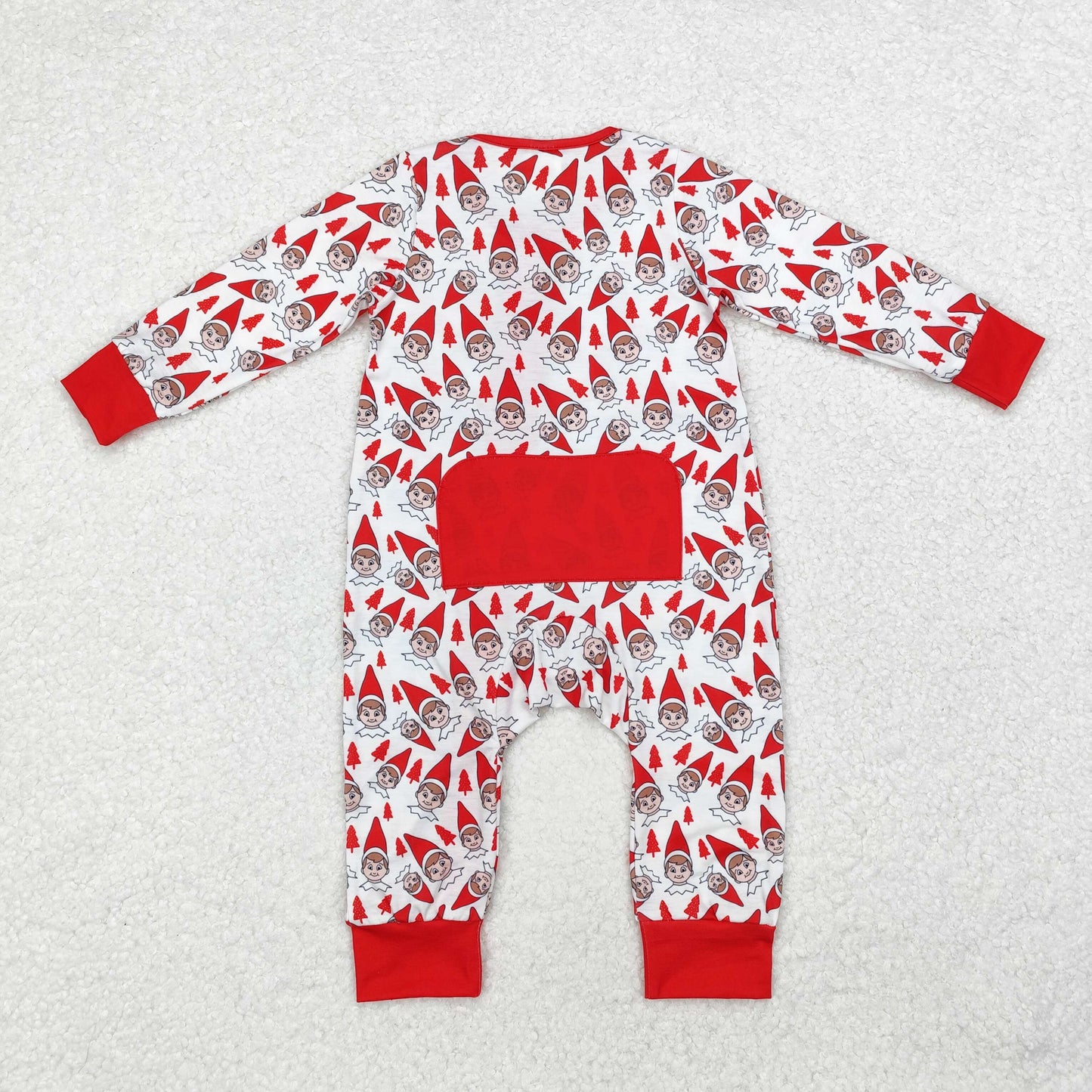 Baby Infant Kids Long Sleeves Red Christmas Zipper Romper
