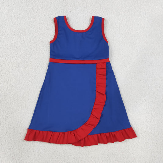 Baby Girls Kids Sleeveless Shorts Knee Length Navy Dress Yoga Active Scallop Clothes RTS