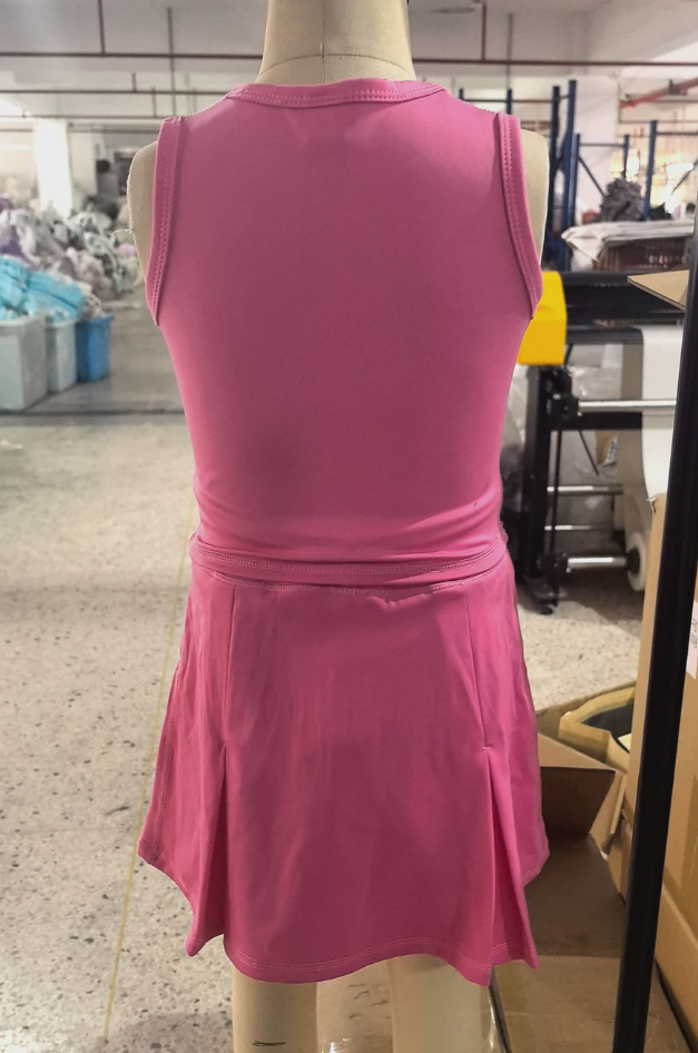 ( No moq ) Preorder Baby Girls Kids Pink Tops Shorts Skirt Shorts Summer Yoga Active Clothes Set