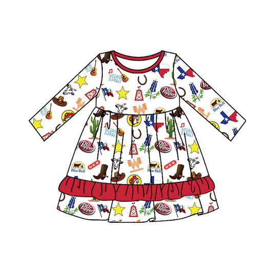 Baby Girl TX Ruffle Long Sleeves Dress