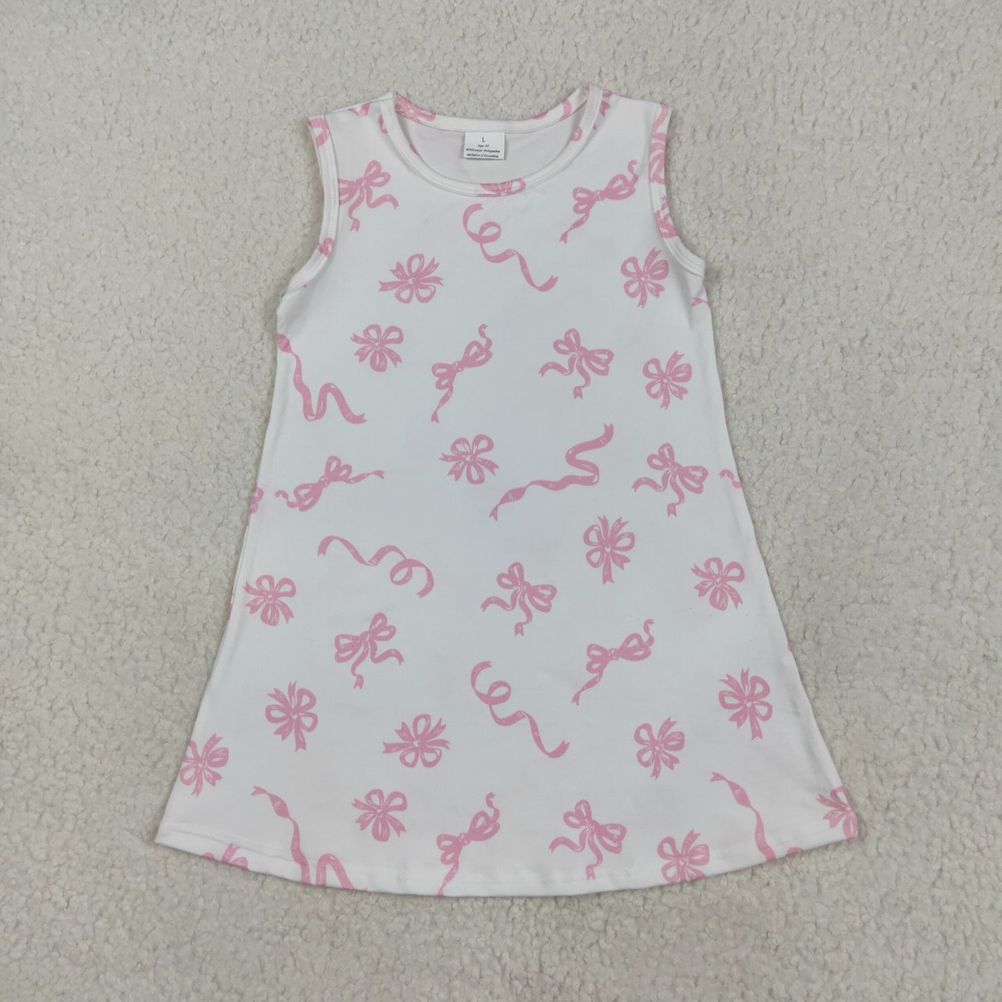 Baby Girl Sleeveless Pink Bows Knee Length Dress RTS