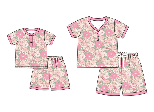 ( Moq 5 Each Style ) Baby Girl Adult Women Flower Sibling Mommy And Me Family Pajamas Set 4.25