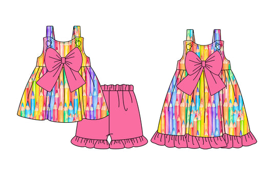 Baby Girl Pencil Bows Back To School Sibling Dress Set ( Moq 5 Each Style ) 1.11