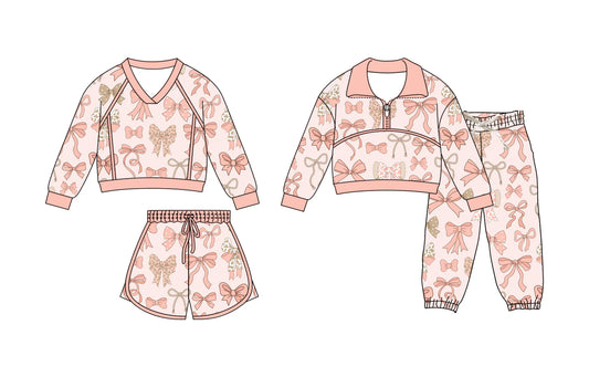 ( Moq 5 Each Style ) Baby Girls Kids Long Sleeves Bows Tops Short Pants Sibling Sets