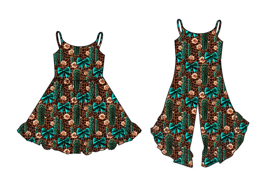 Baby Girl Straps Western Cactus Bows Flower Sibling Jumpsuit Dress ( Moq 5 Each Style ) 2.25
