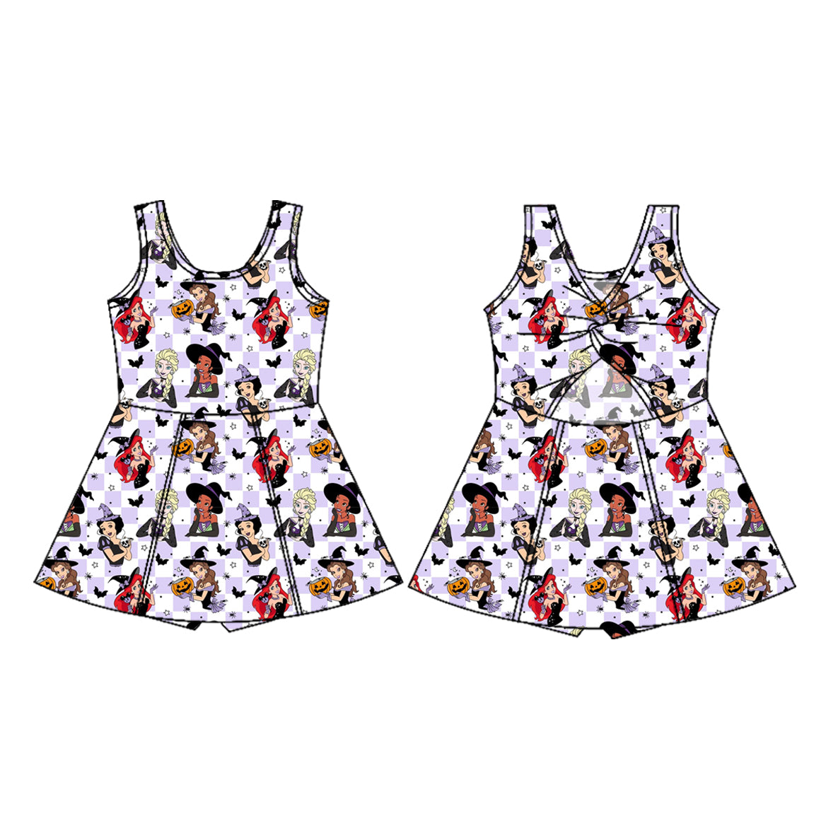 ( Moq 5 ) Preorder Baby Girls Kids Pumpkins Princess Halloween Shorts Dress Yoga Active Clothes