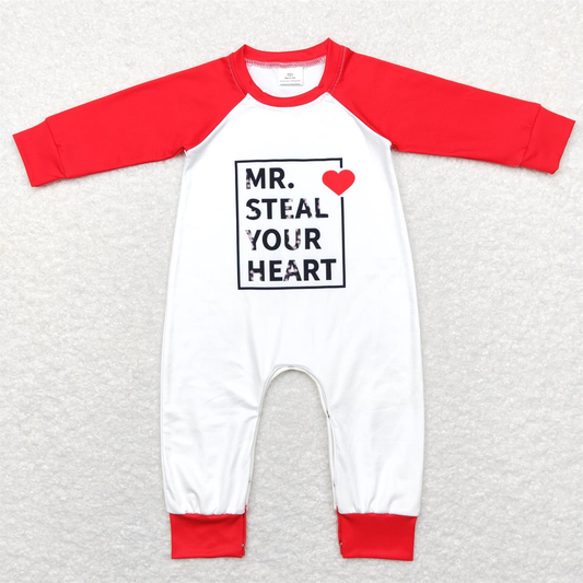 LR0797 Baby Boy Red Long Sleeves Valentine's Day Romper