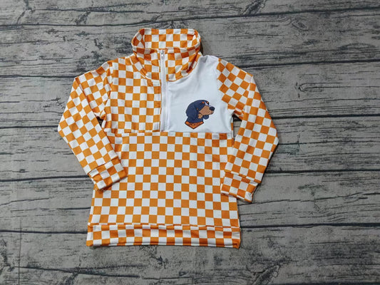 Baby Boy Toddler Long Sleeves Dog Checkered Team Zipper Shirt Tops Moq 5