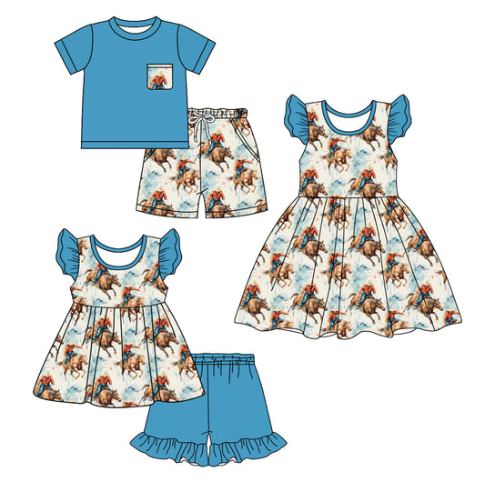 Baby Boy Girl Western Rodeo Sibling Dress Set ( Moq 5 Each Style ) 2.12