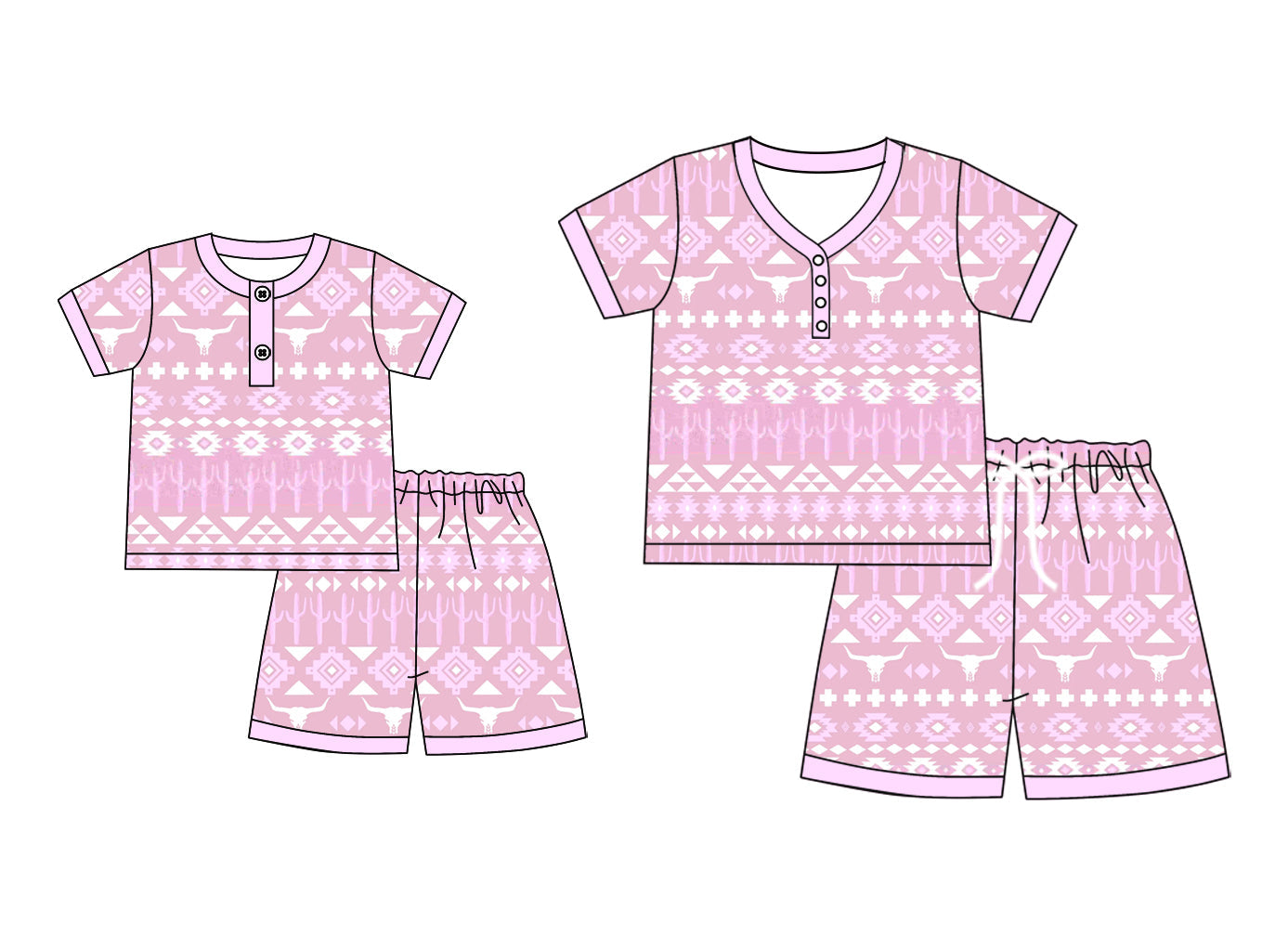 ( Moq 5 Each Style ) Baby Girl Adult Women Western Cow Pink Sibling Mommy And Me Family Pajamas Set 4.25