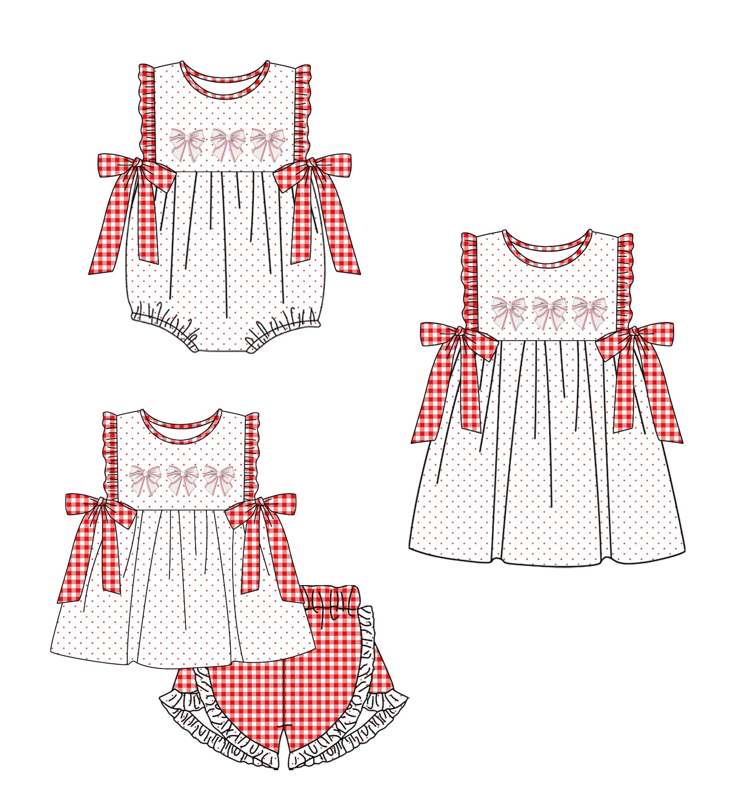 Baby Girl Bows Sibling Romper Dress Set ( Moq 5 Each Style ) 12.19