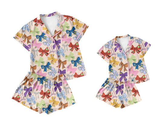 Baby Girl Adult Women Princess Bows Sibling Pajamas Set ( Moq 5 Each Style ) 2.22