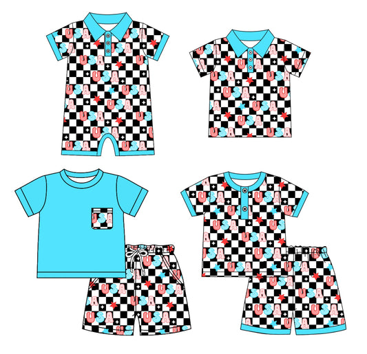 Baby Boy Back To School Checked Sibling Romper Shirt Set ( Moq 5 Each Style ) 4.3