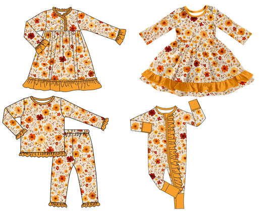 ( Moq 5 Each Style ) Baby Girl Toddler Flower Sibling Romper Dress Set