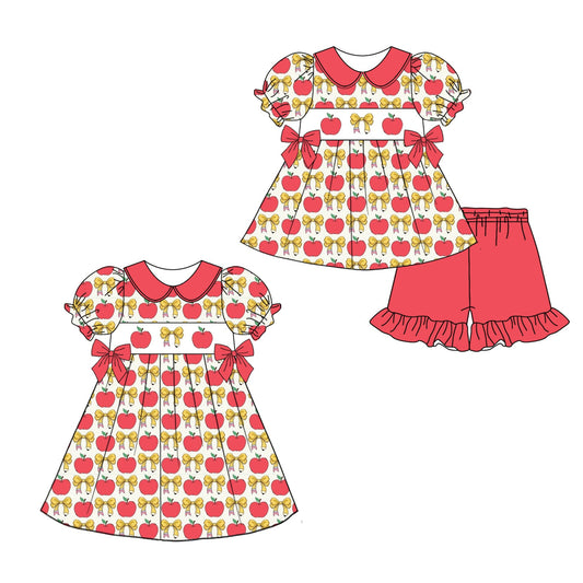 Baby Girl Bows Apple Back To School Sibling Dress Set ( Moq 5 Each Style ) 12.31