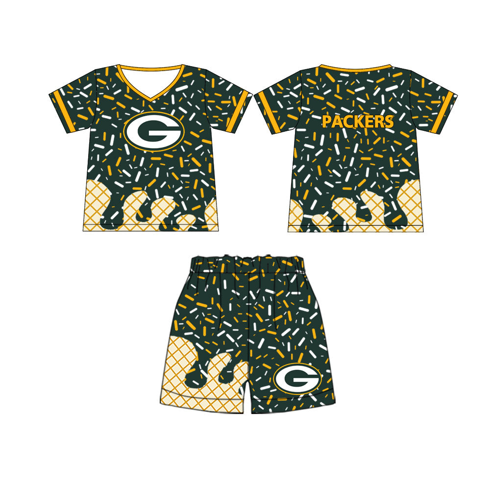 (Moq 5) Baby Boy Short Sleeves Shirt Shorts Set G Team Green Clothes