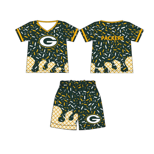 (Moq 5) Baby Boy Short Sleeves Shirt Shorts Set G Team Green Clothes