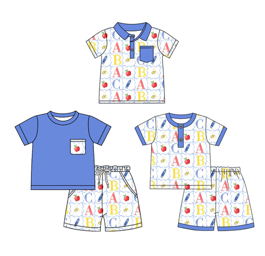 Baby Boy Short Sleeves Back To School Sibling Shirt Set ( Moq 5 Each Style ) 2.20